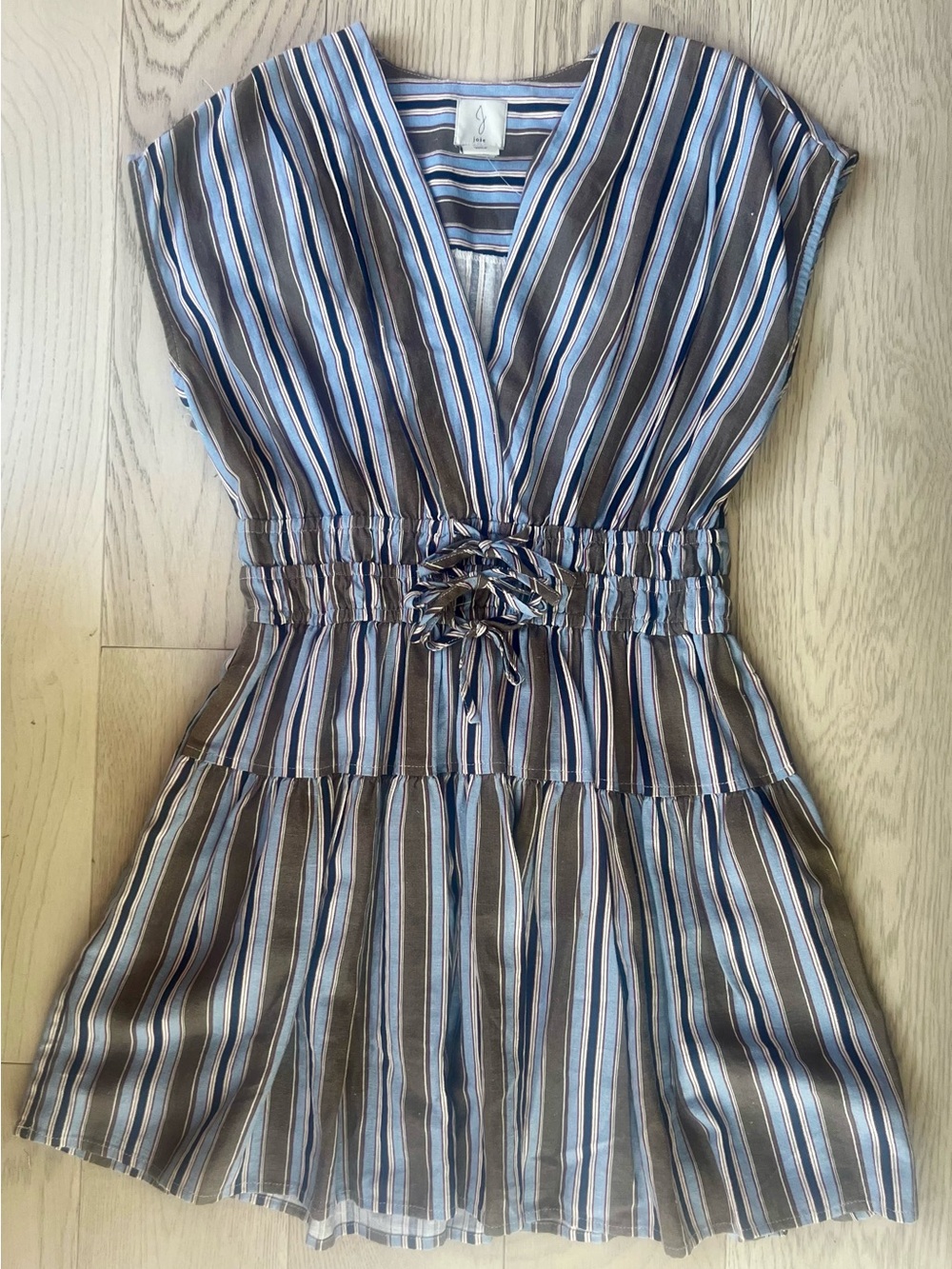 Joie Striped Button-Front Shirt in Blue, Brown & White brand new